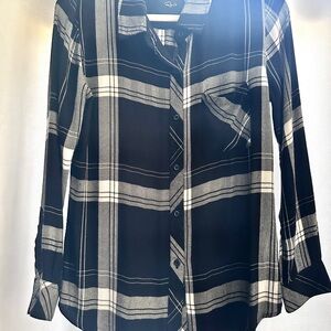 Rails Black and White Plaid Button-Up Shirt